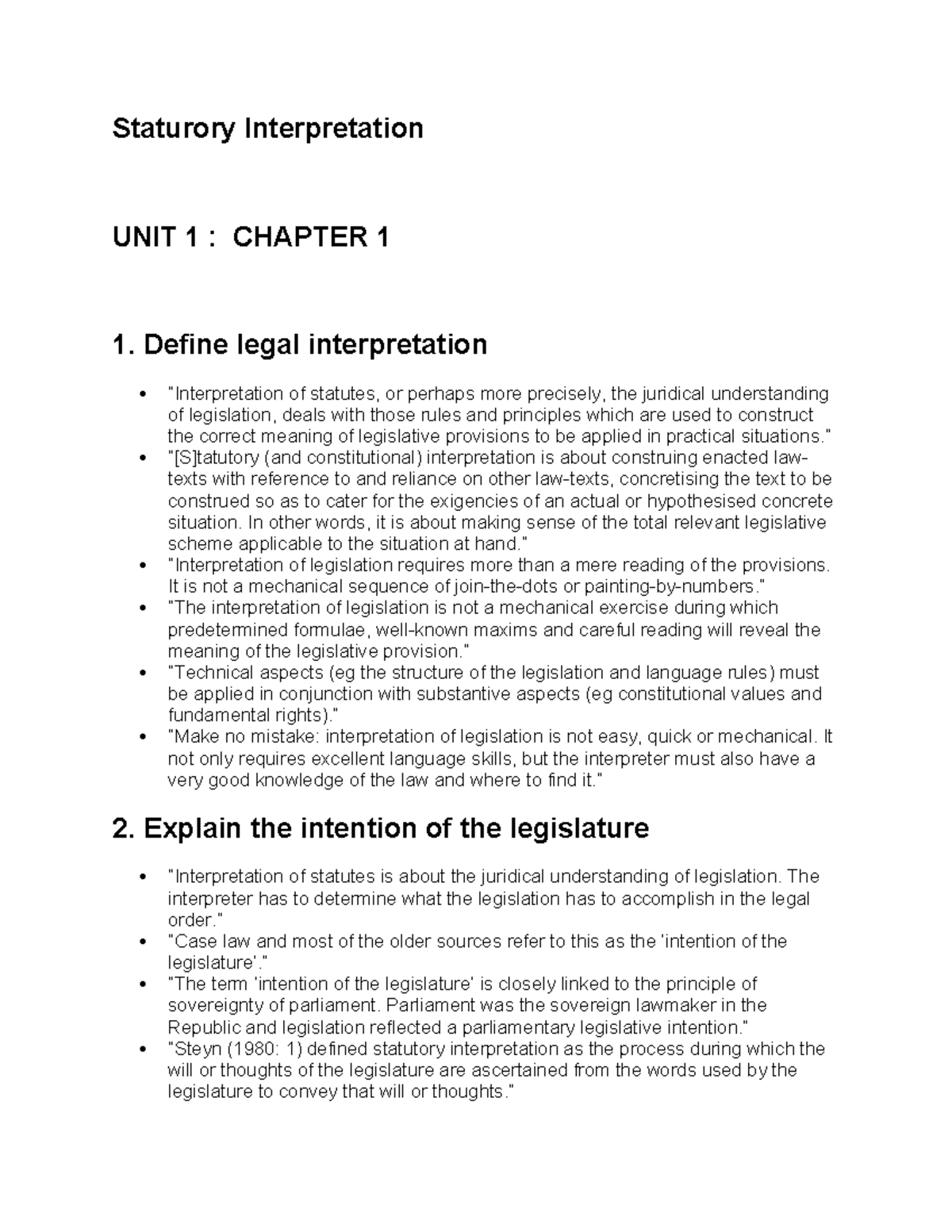 Statutory Interpretation Study Notes (Course Code: 094922) - Studocu
