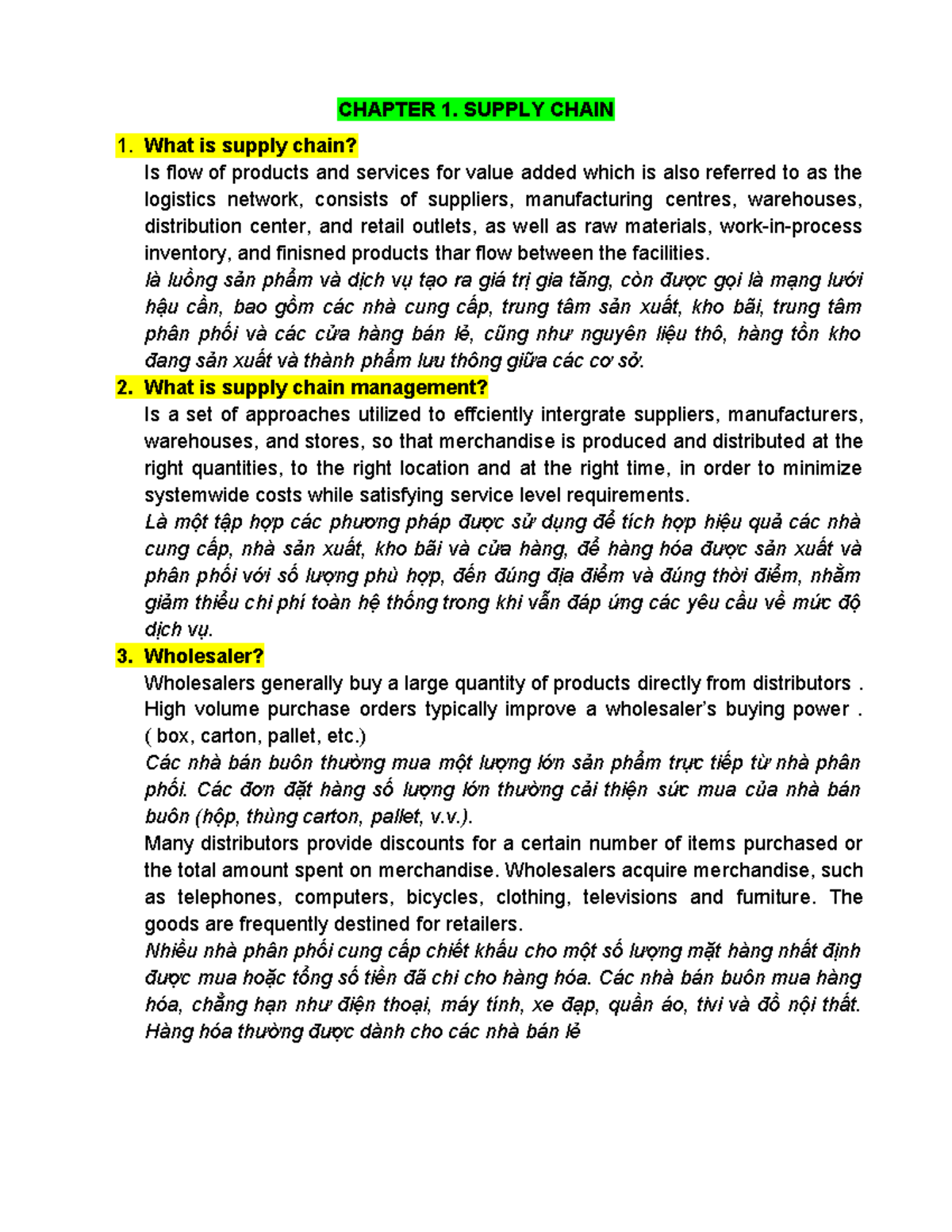 CHAPTER 1: SUPPLY CHAIN OVERVIEW AND MANAGEMENT (SC101) - Studocu