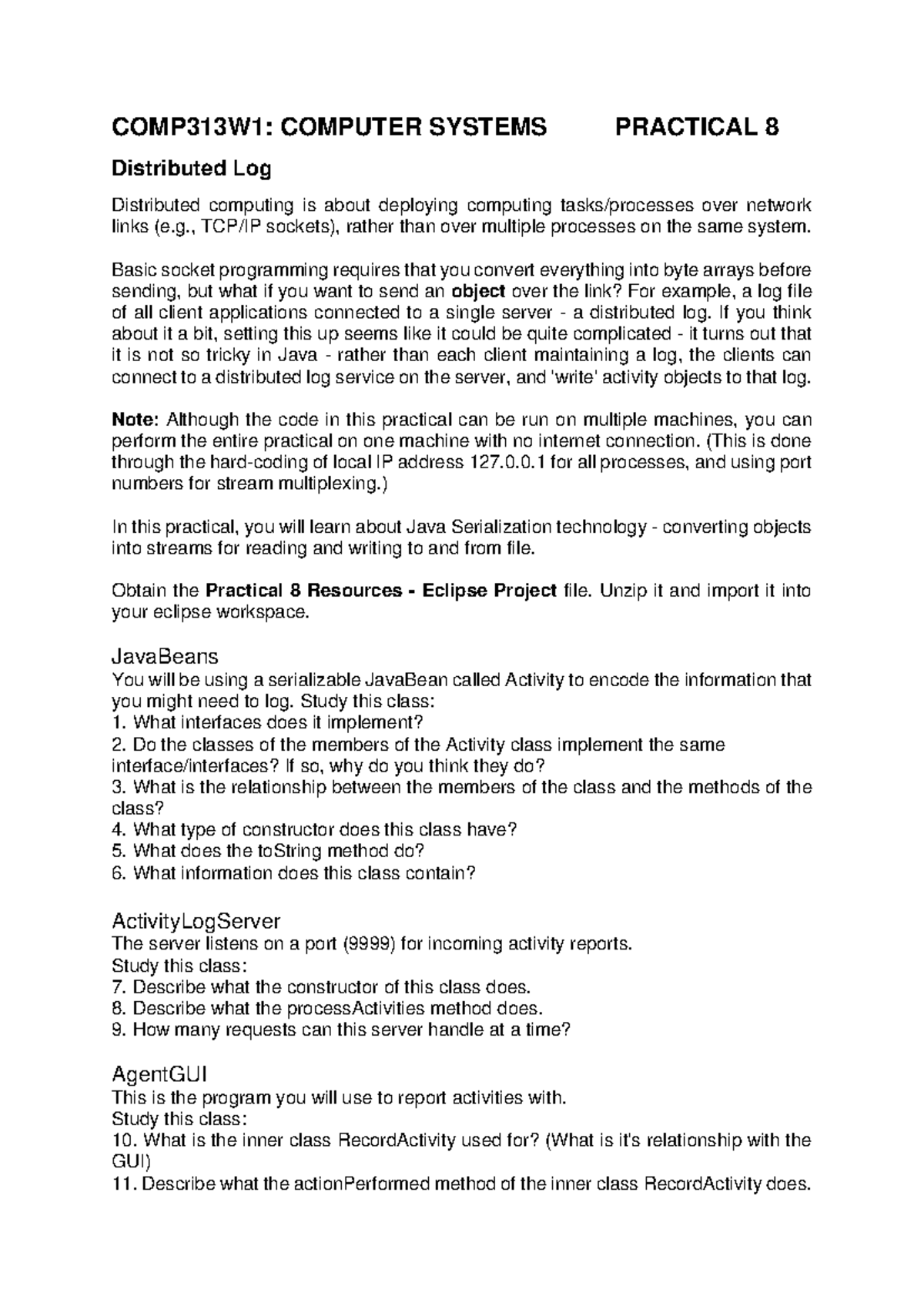 COMP313W1: Practical 8 - Distributed Log in Computer Systems 2025 Sem 1 ...