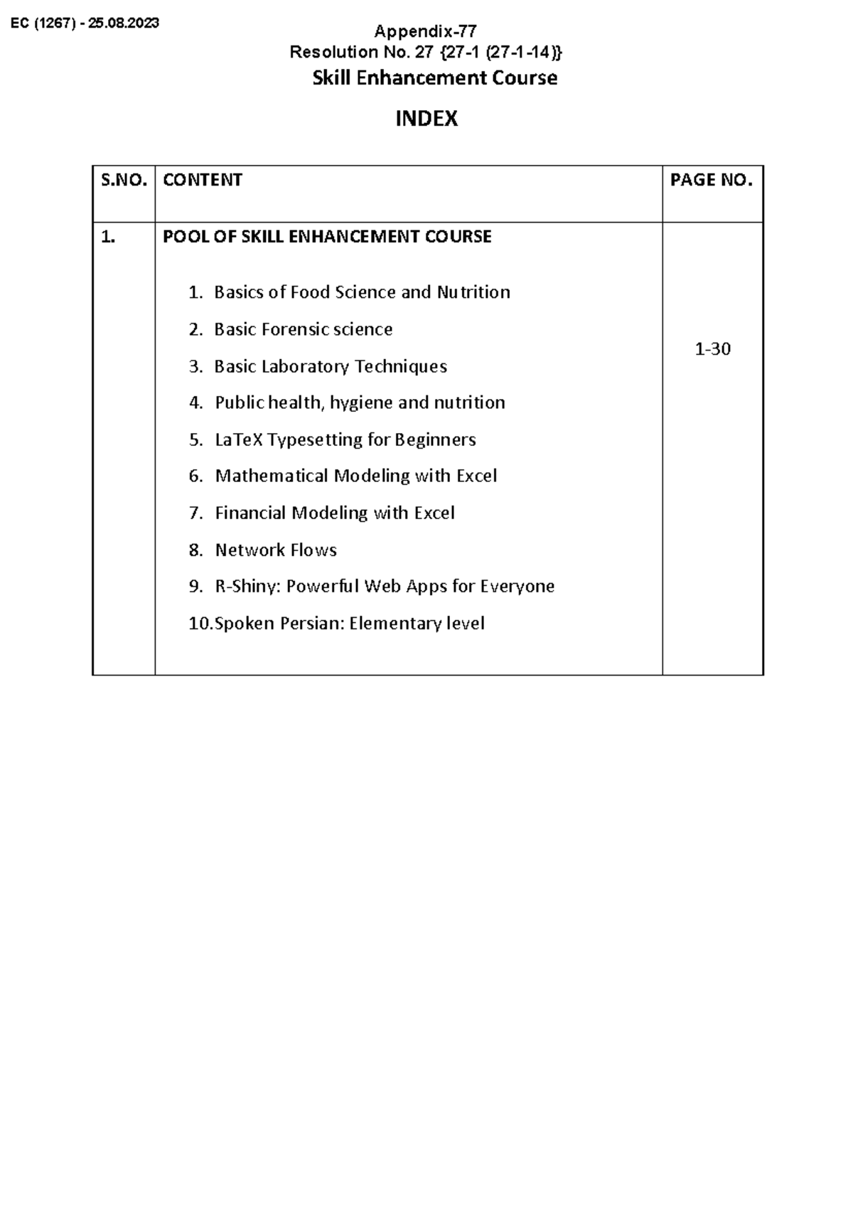 SEC Syllabus: Comprehensive Overview of Skill Enhancement Courses - Studocu