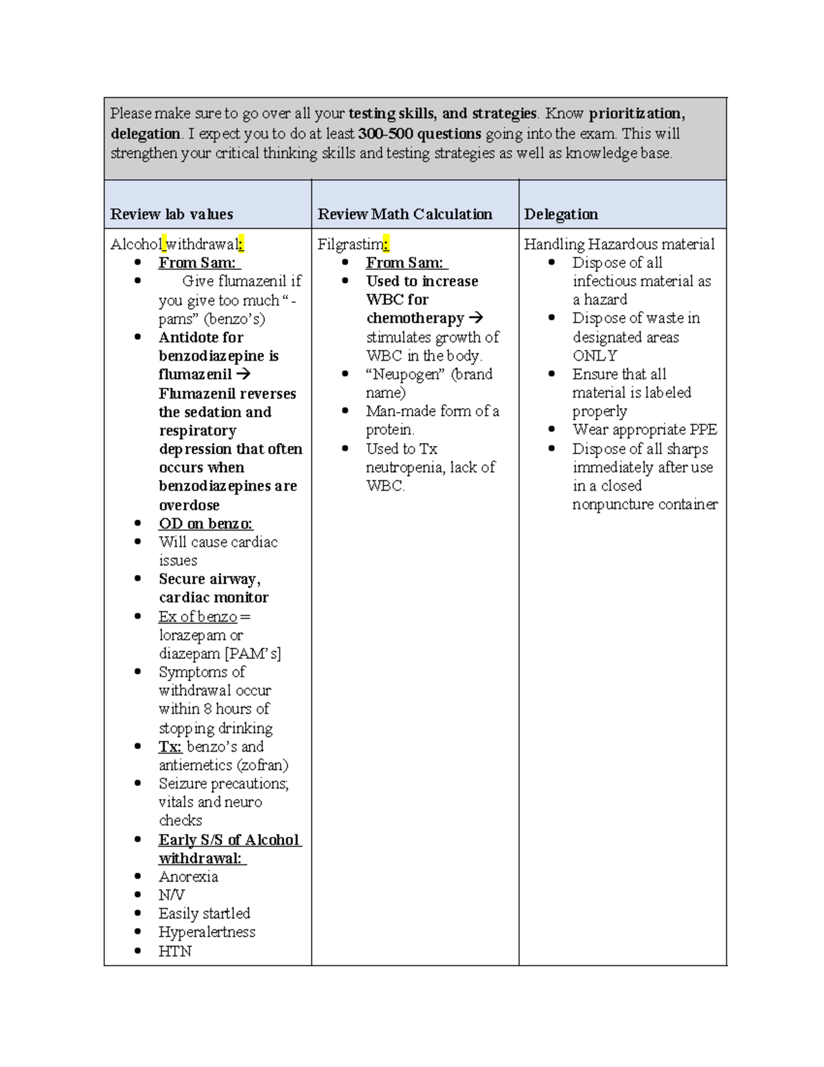 Comp 3 Class - Final Exam Review: Key Strategies and Concepts - Studocu
