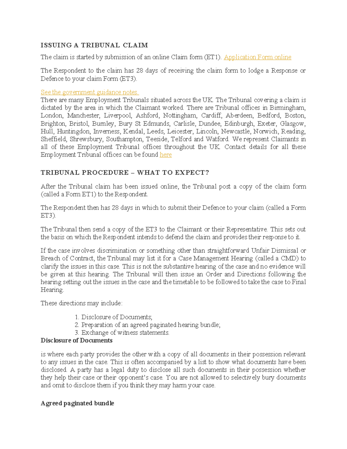 Issuing a Tribunal Claim: A Guide to ET1 and ET3 Procedures - Studocu