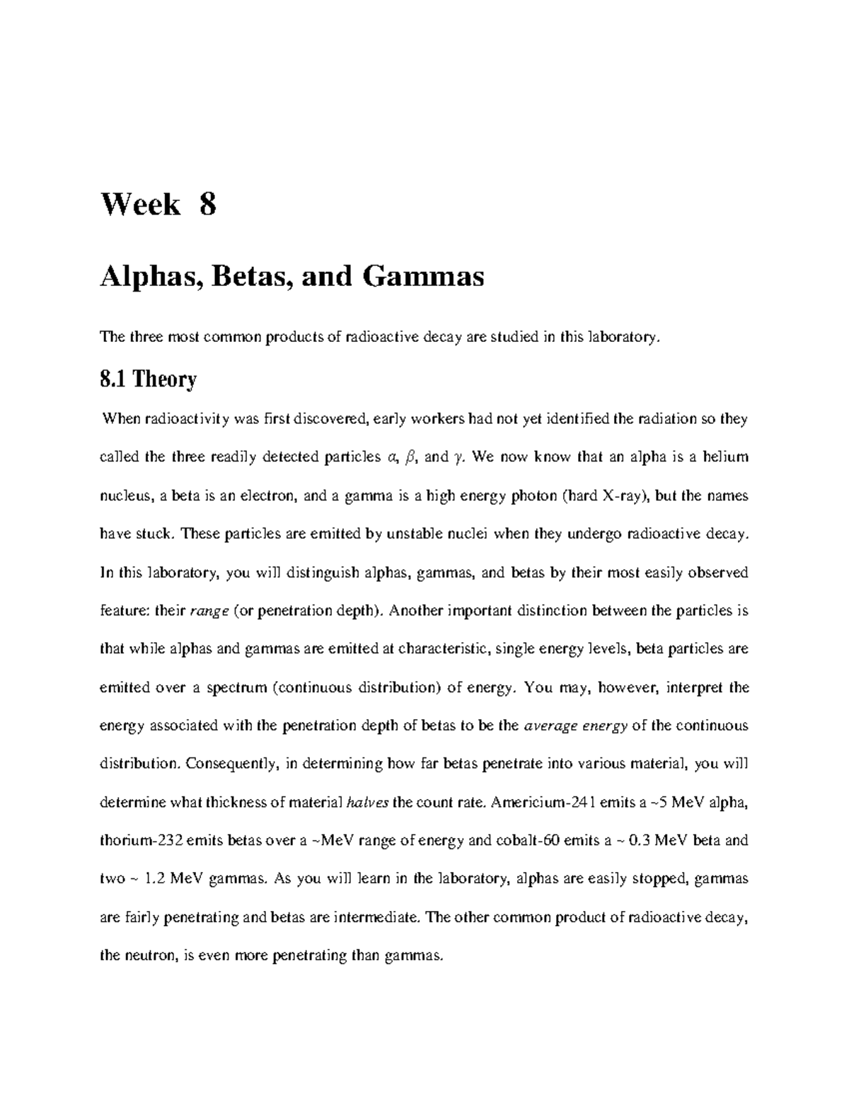 Week 8 Lab: Alphas, Betas, and Gammas - Studocu