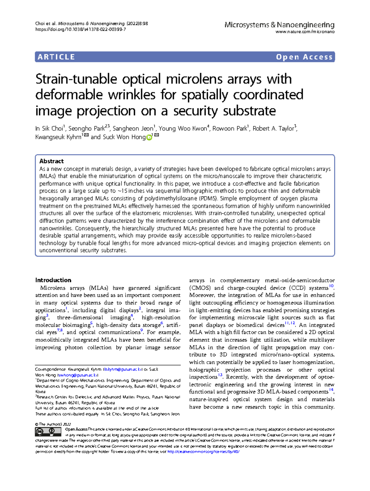Strain-tunable optical microlens arrays - Choi et al. Microsystems ...