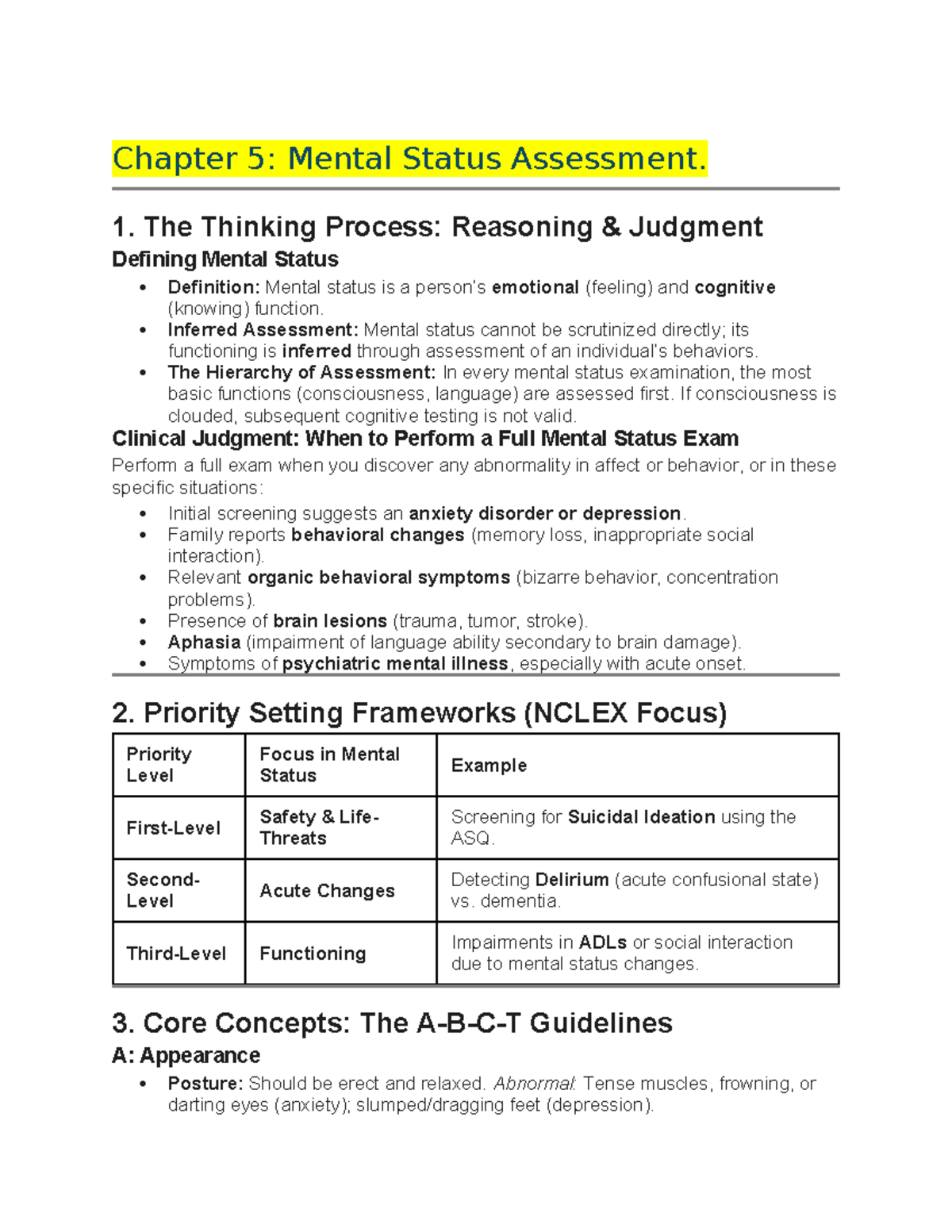 Ch 5 - Mental Status Assessment: Key Concepts & Clinical Guidelines ...