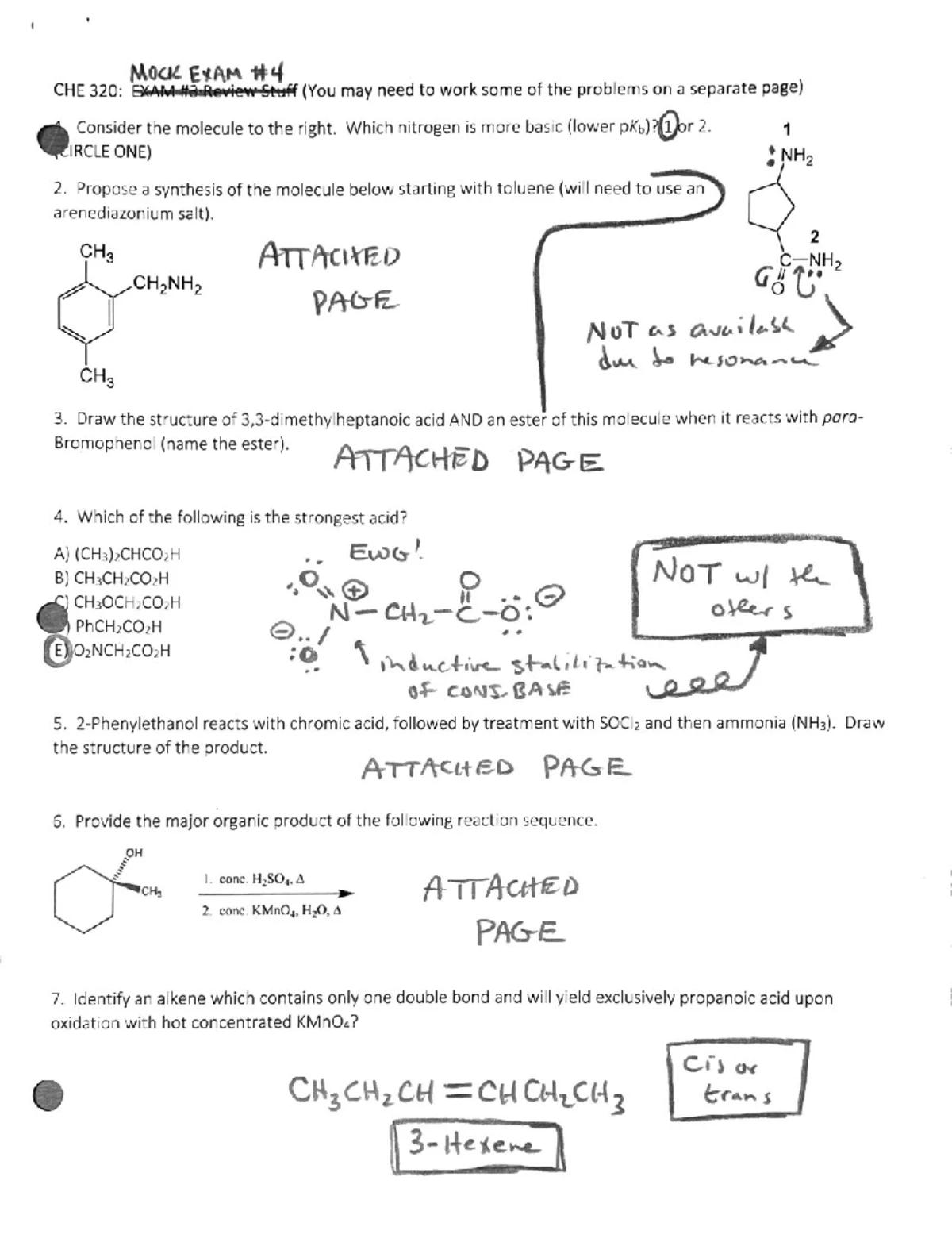 MOCK E4 - This is practice work for organic chemistry II with Dr. Cox ...