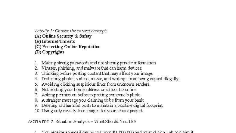 Webdes - Activity: Online Security Concepts & Situational Analysis ...