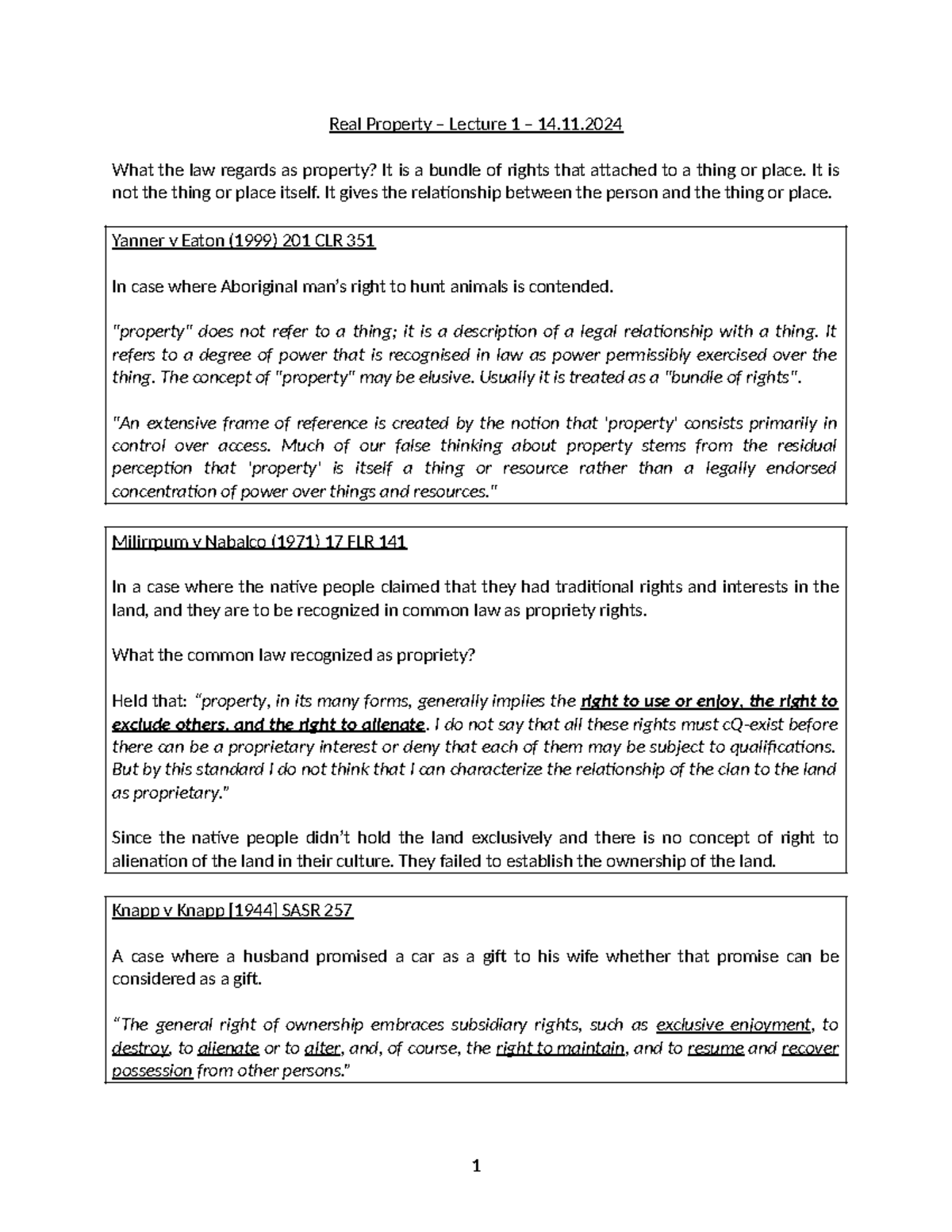RP - Lecture Notes - Week 1 - Real Property – Lecture 1 – 14. What the ...