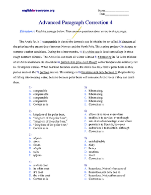 Advanced Paragraph Correction 9 - englishforeveryone Name ...