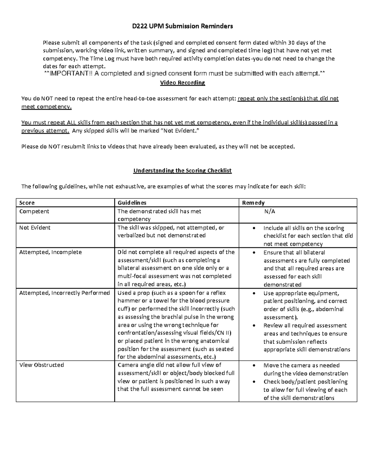 D222 Resubmission Guidelines for Competency Assessment Tasks - Studocu