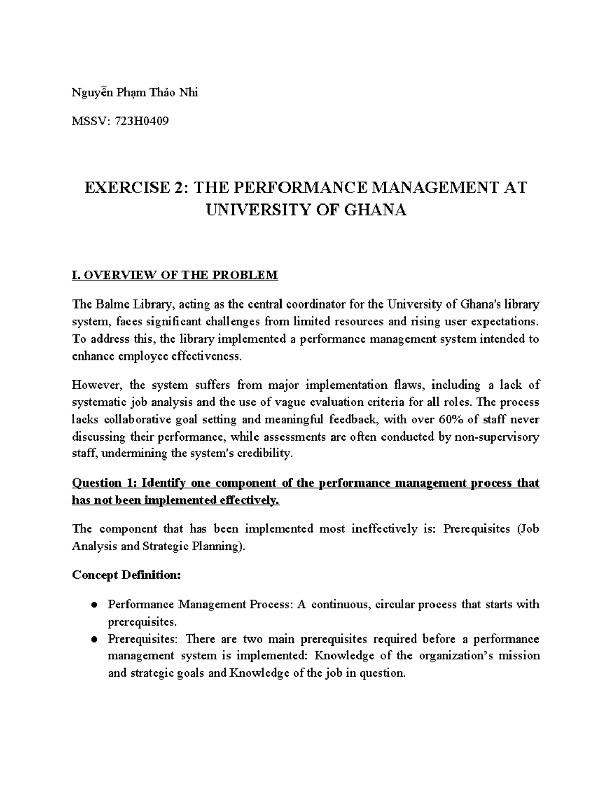 Exercise 2: Performance Management Challenges at University of Ghana ...