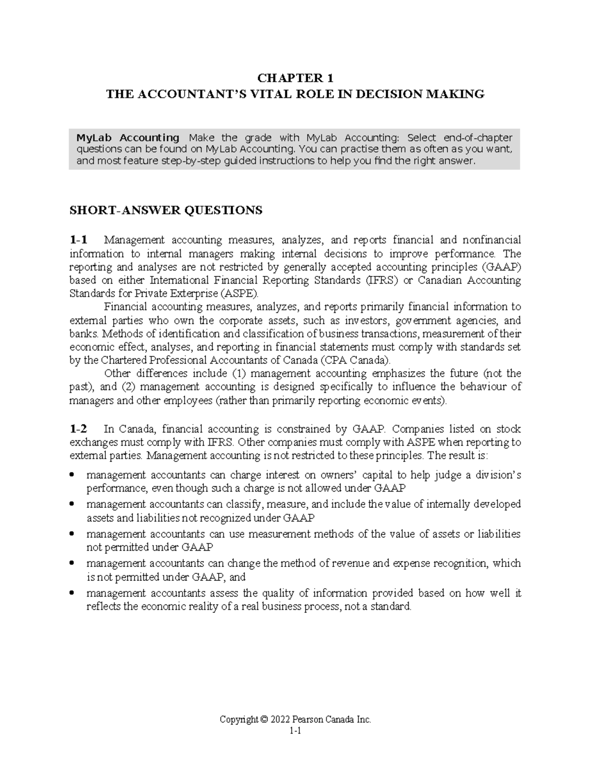 CH 1: The Vital Role of Management Accounting in Decision Making - Studocu
