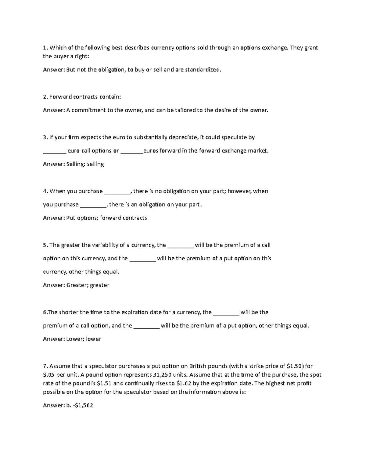 International Finance (FIN 301) Final Exam Q&A Overview - Studocu