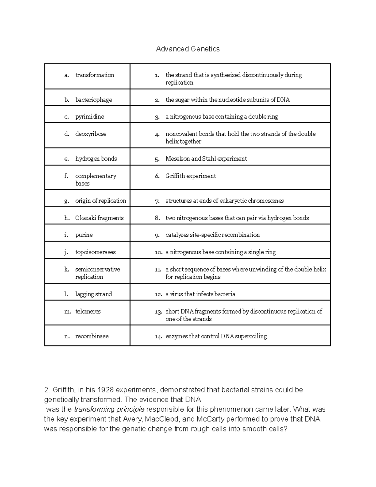 Advanced Genetics (BIO 301): Key Concepts & Experiments Overview - Studocu
