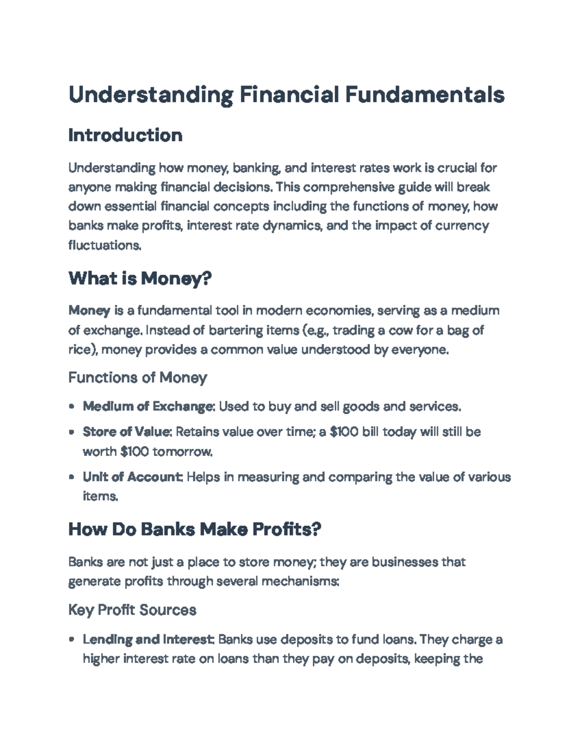 Understanding Financial Fundamentals: Money, Banks, and Interest Rates ...