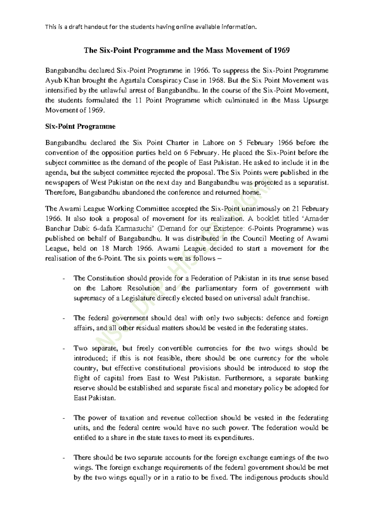 Class Handout 12: The Six-Point Program & Mass Movement of 1969 MGRn ...