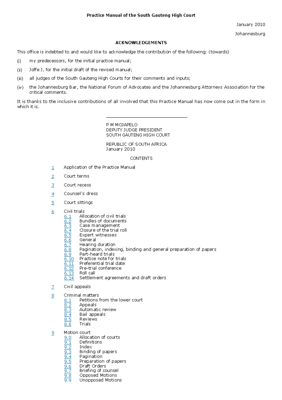 Practice Manual of the South Gauteng High Court - Practice Manual of ...