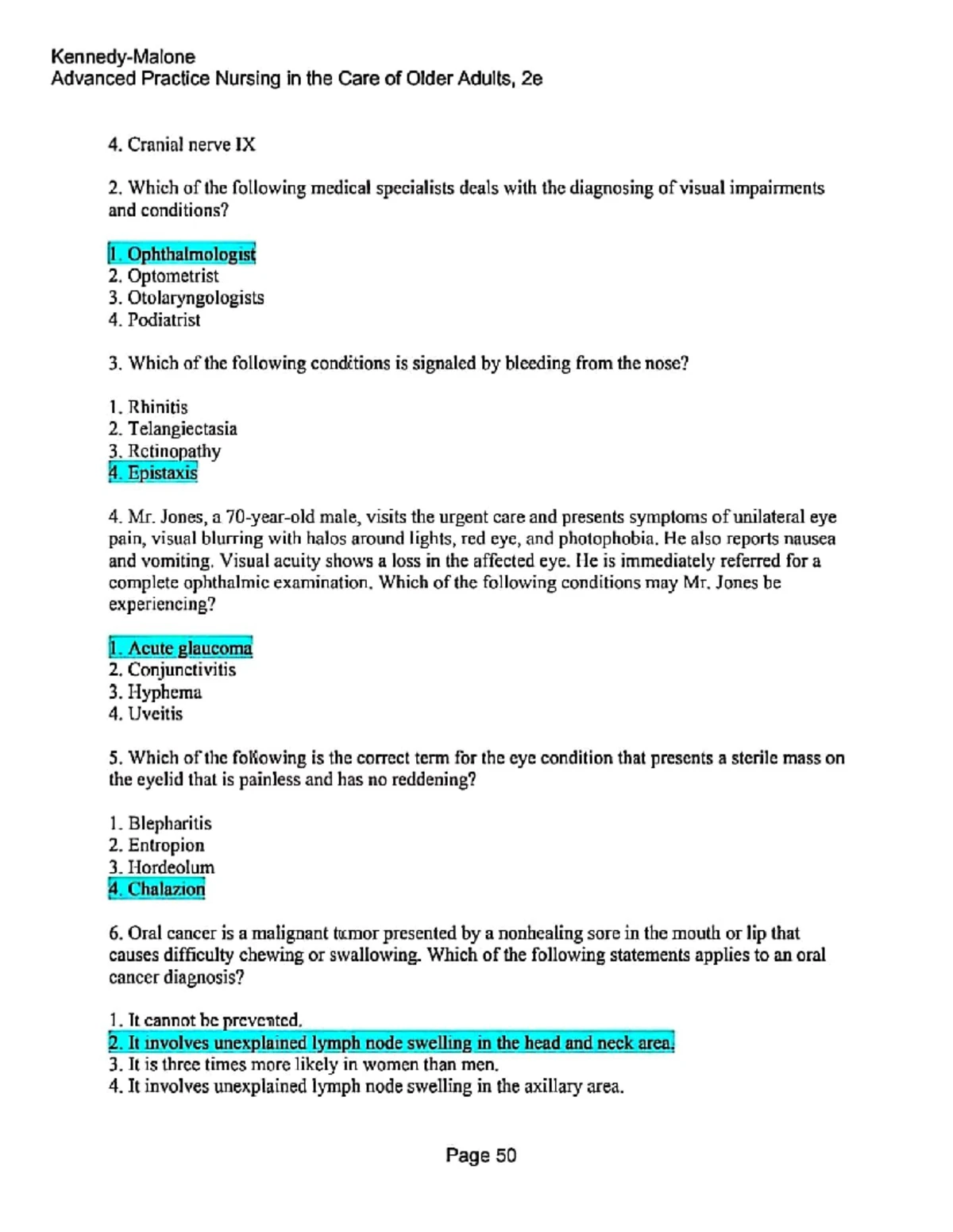 Quiz 92: Advanced Practice Nursing in Older Adults Care Insights - Studocu