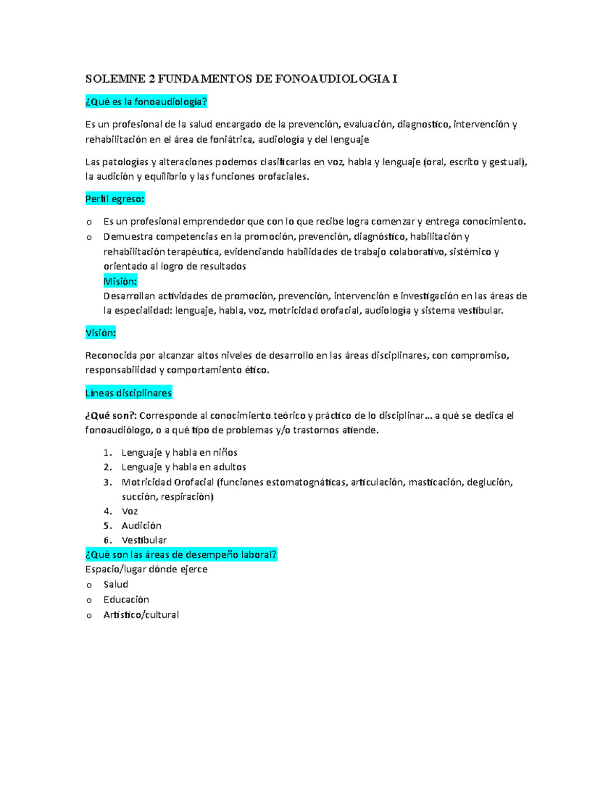 Solemne 2: Fundamentos de Fonoaudiología I - Resumen y Análisis - Document Preview