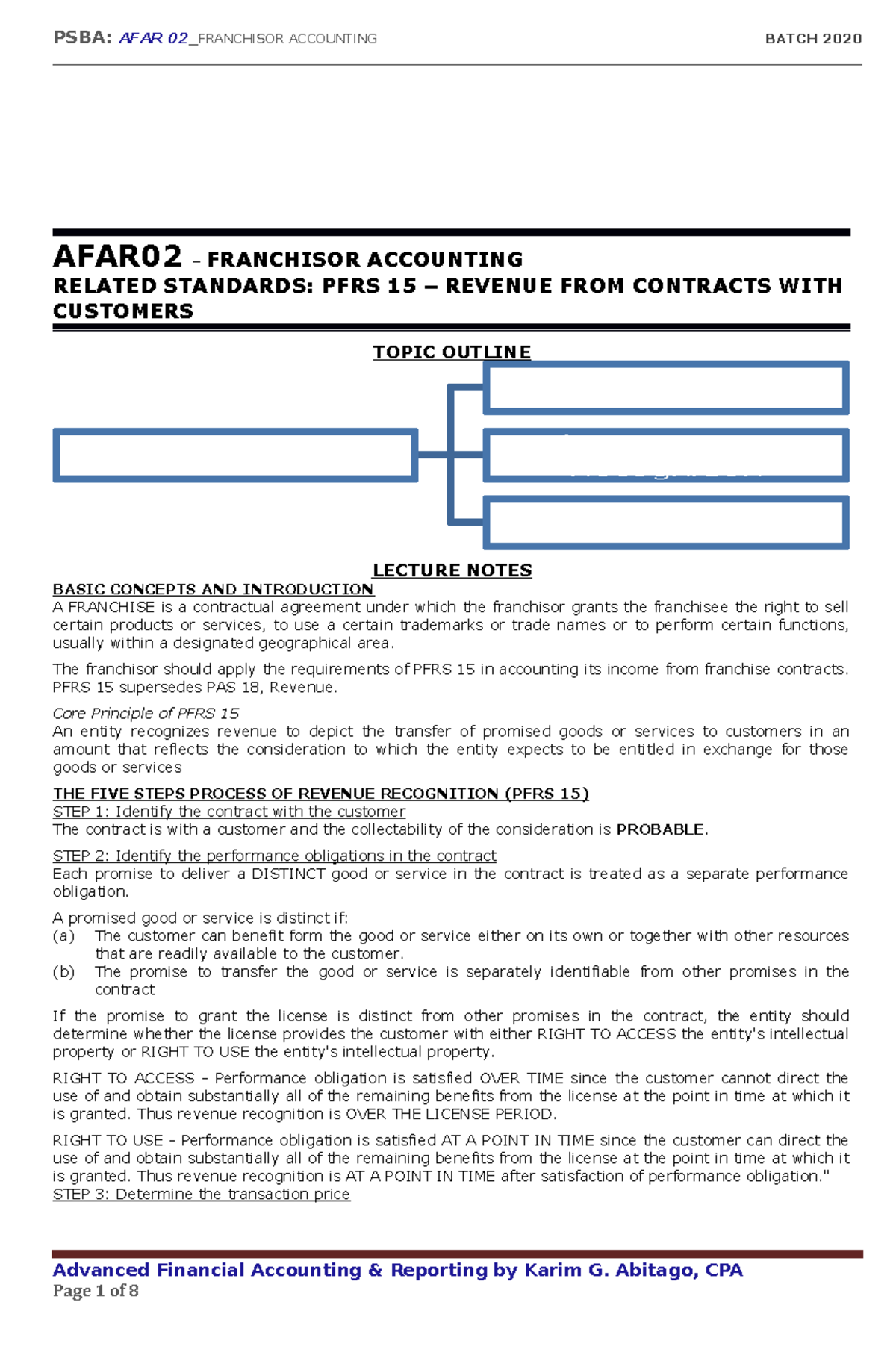 AFAR02 Final Exam Franchise Accounting Overview and Key Concepts - Document Preview