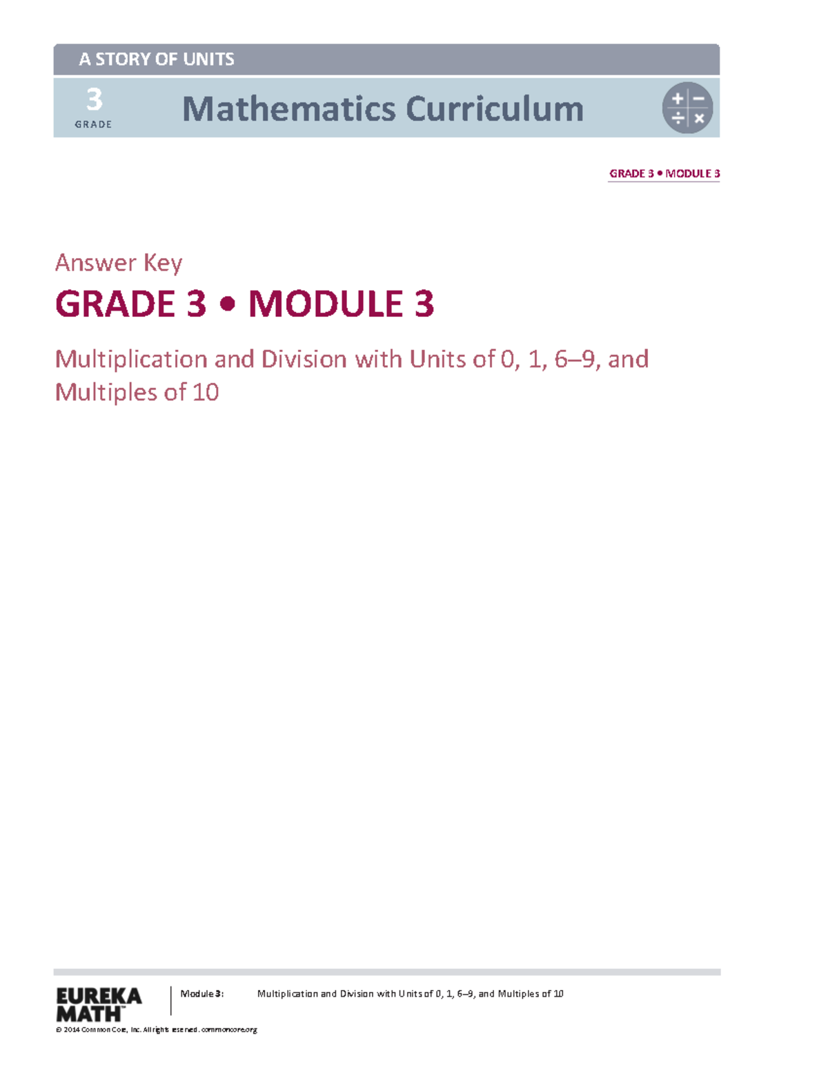Grade 3 Module 3 Answer Key - 3 GRADE Mathematics Curriculum GRADE 3 ...