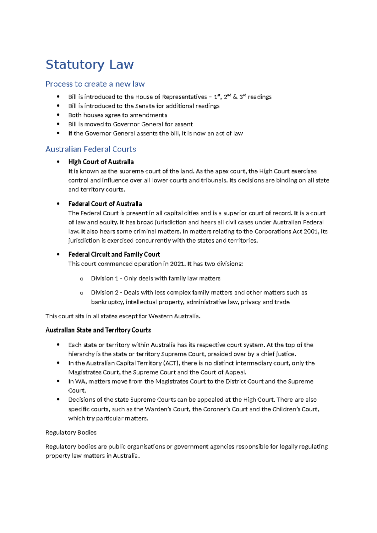 Statutory & Case Law Notes: Understanding Australian Legal Processes ...