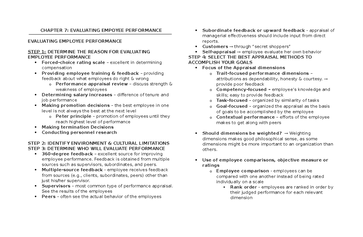 IO Psych Notes (Chapter 7): Evaluating Employee Performance Essentials ...