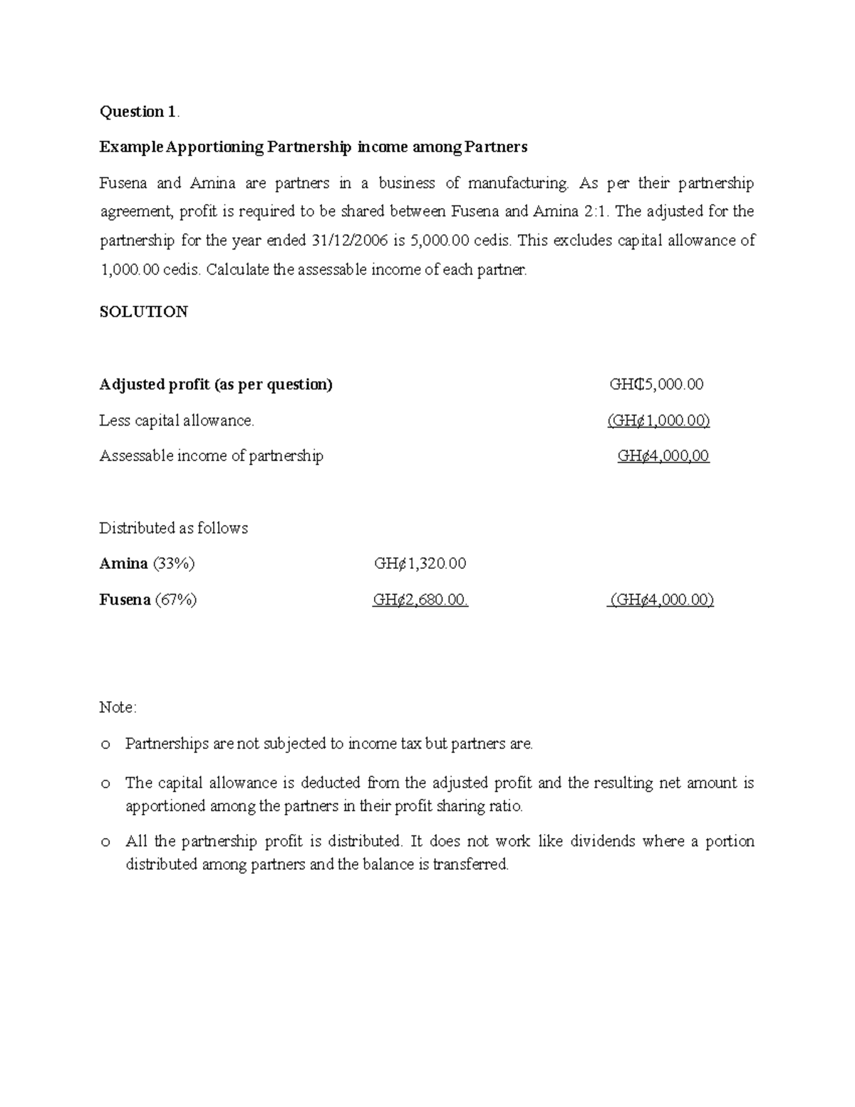 Taxation 1: Partnership Income Apportioning Examples and Solutions ...