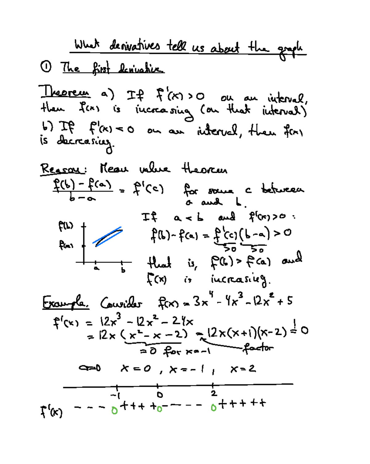Calculus Lecture Notes: Derivatives and Graph Behavior - Studocu