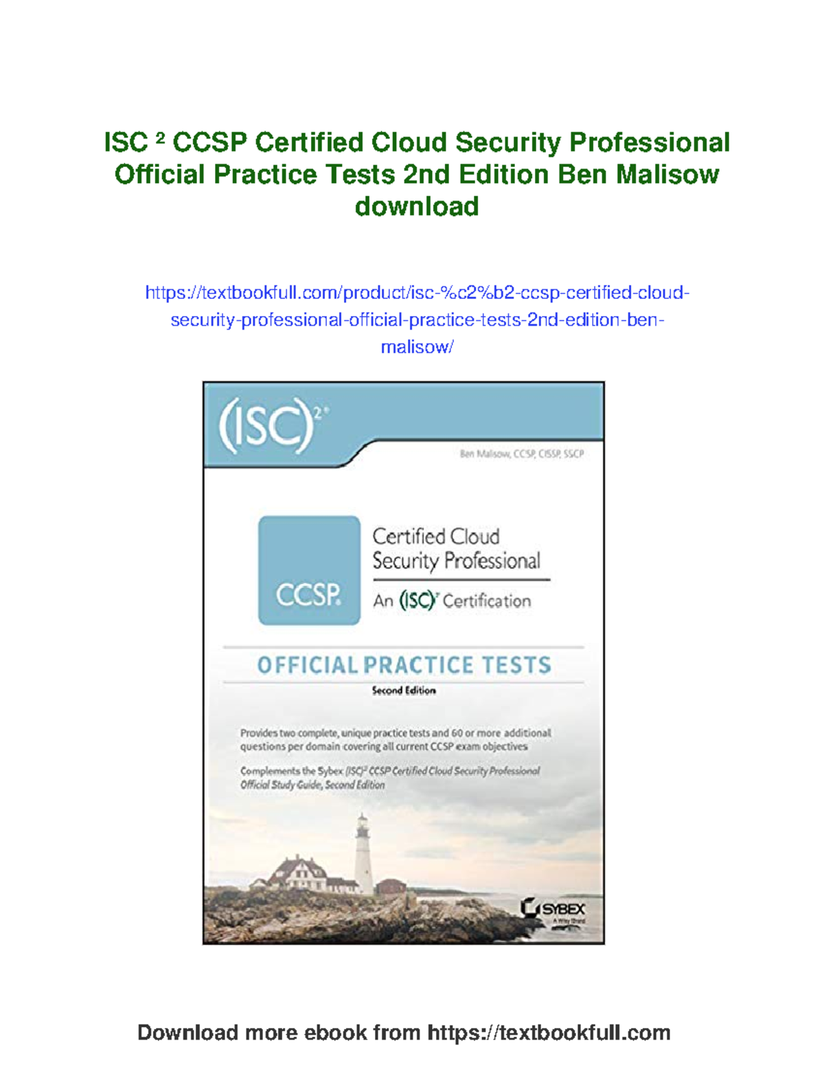 ISC ² CCSP Certified Cloud Security Professional Practice Tests 2nd Ed ...