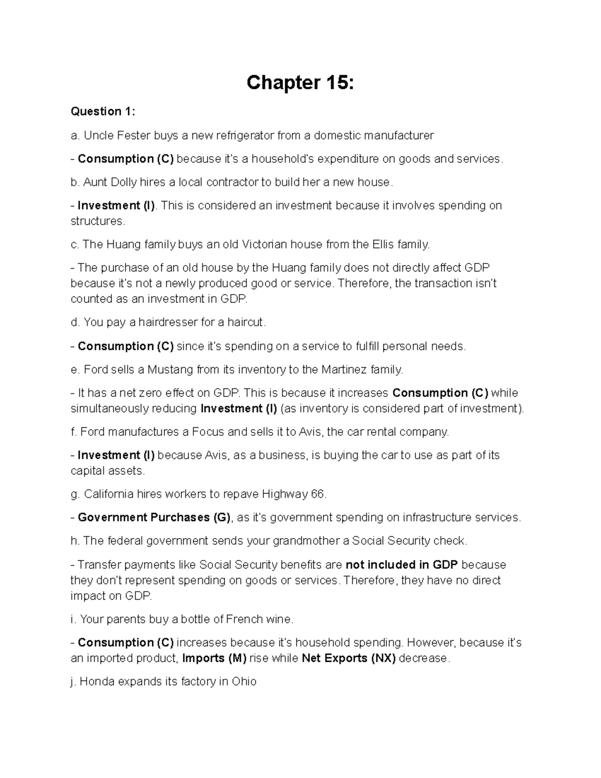 Chapter 15: GDP Concepts and Analysis - Key Questions and Answers - Studocu