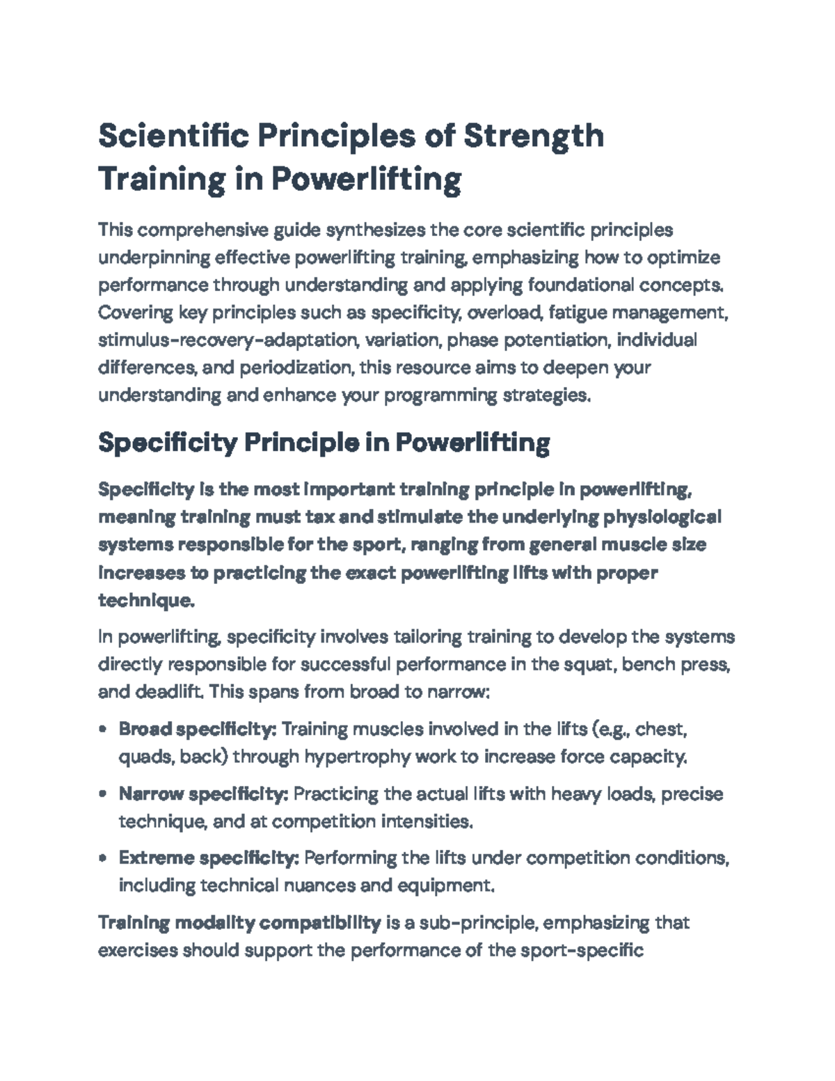Scientific Principles of Strength Training in Powerlifting: A ...