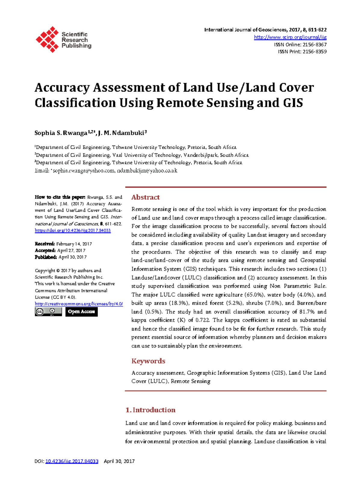 GIS - research report - International Journal of Geosciences, 2017, 8 ...