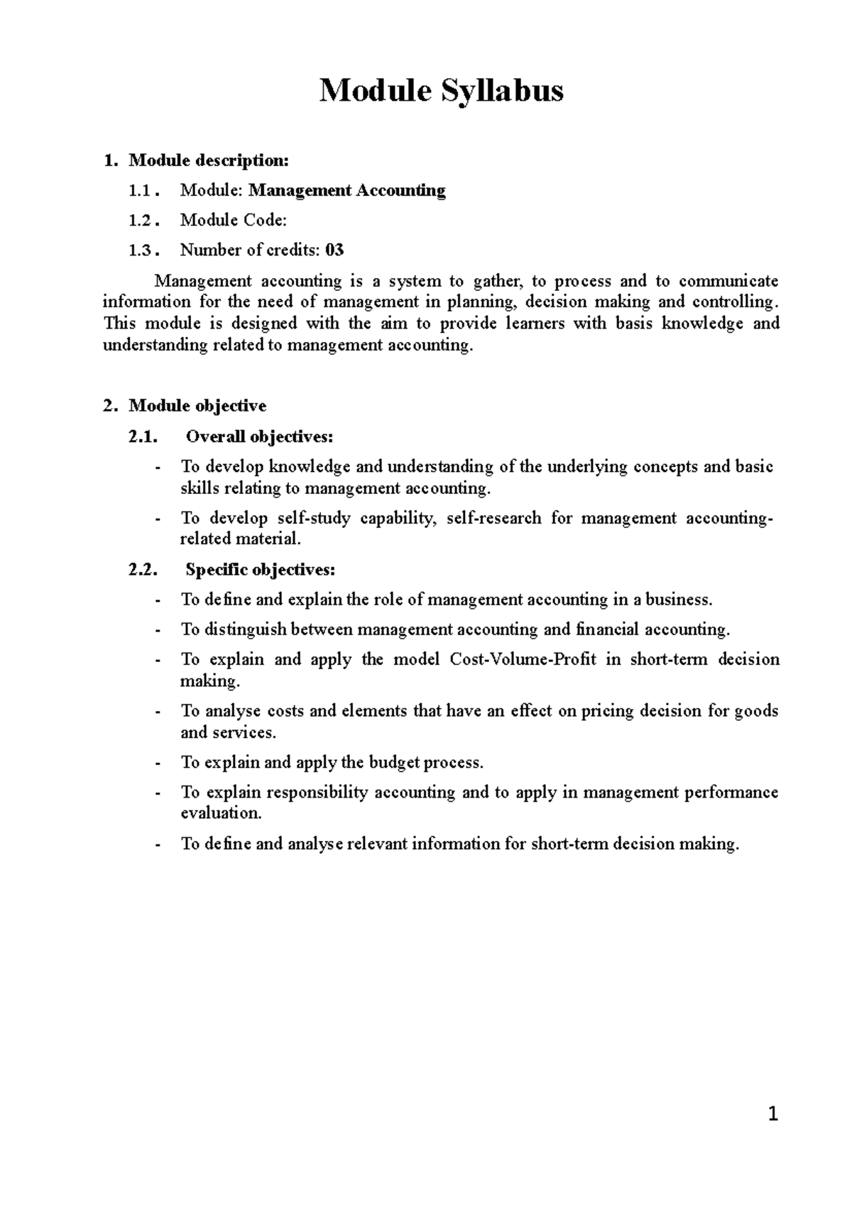 Module-Syllabus - daafadf - Module Syllabus 1. Module description: 1 ...