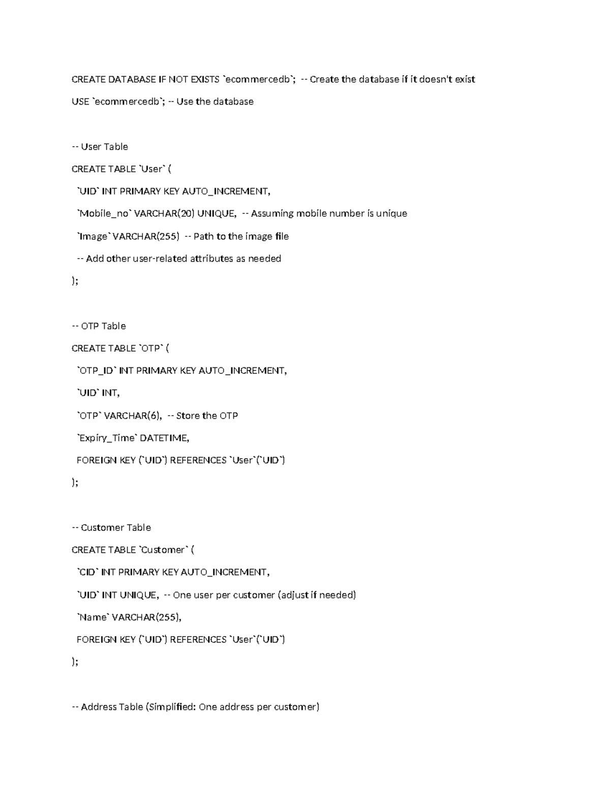 Create Database - Dbms - CREATE DATABASE IF NOT EXISTS ecommercedb ...