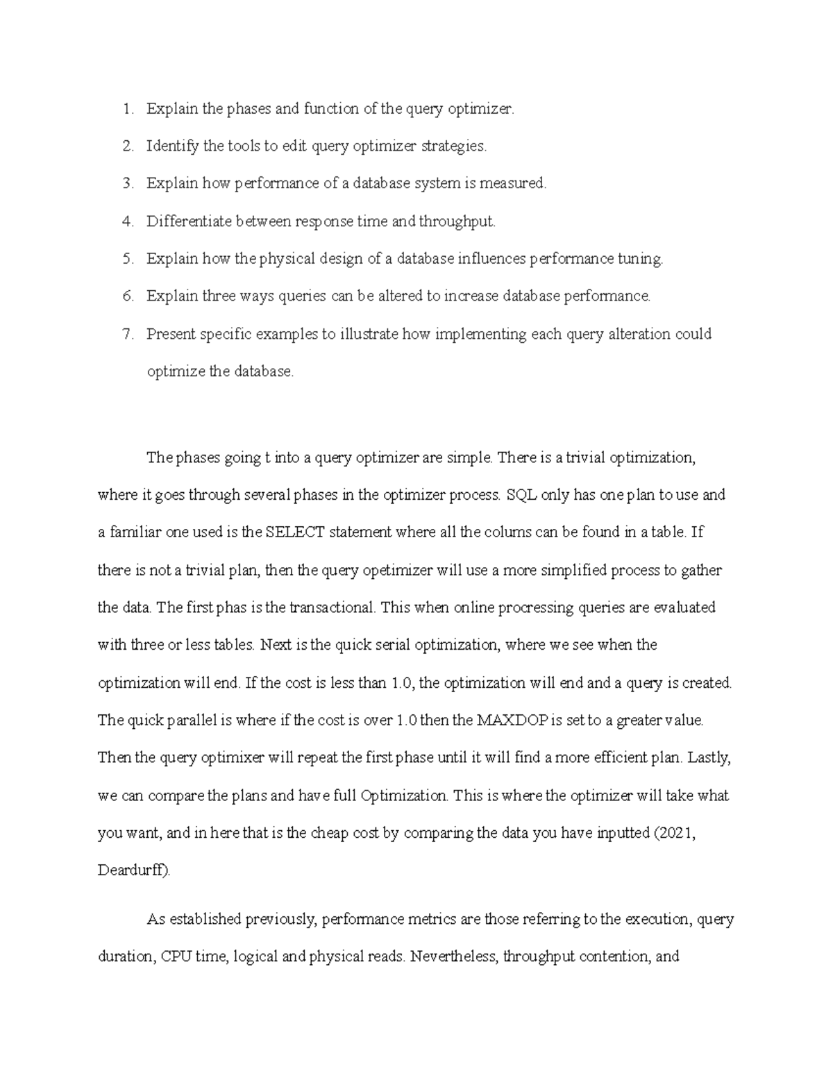 TP8 Database Optimization & Performance Tuning Guide - Studocu