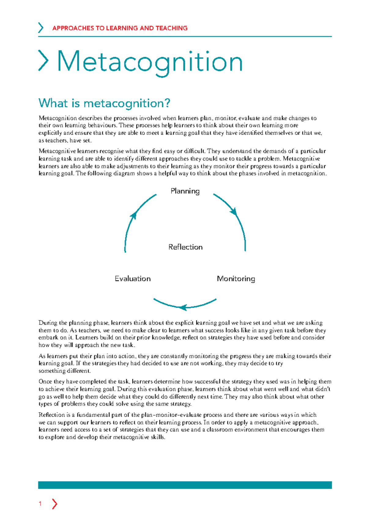 Metacognition in Learning: Strategies for Effective Teaching - Studocu