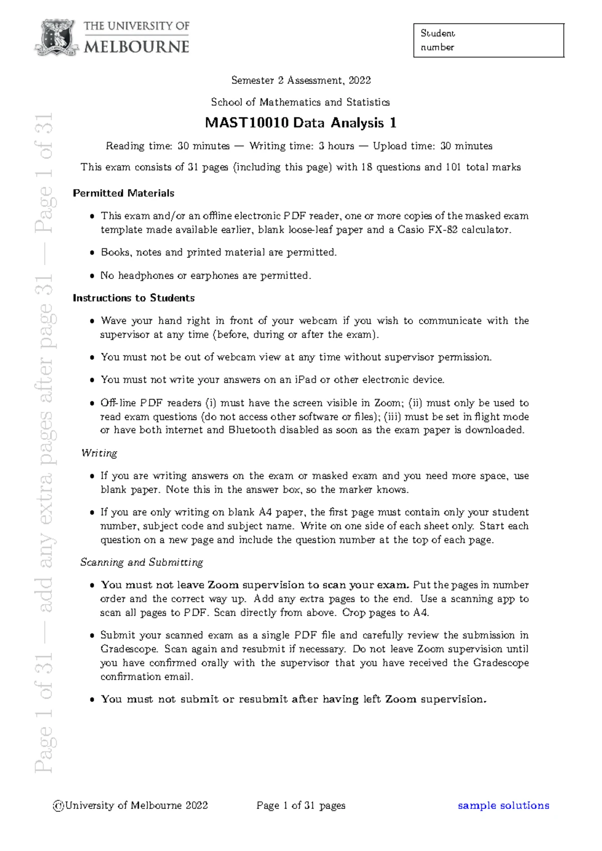 MAST10007 Study Cheat Sheet for Quick Revision - Studocu