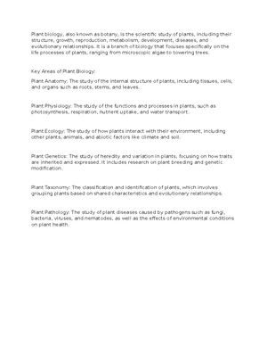 Botany - Study Notes & Assignments - Studocu