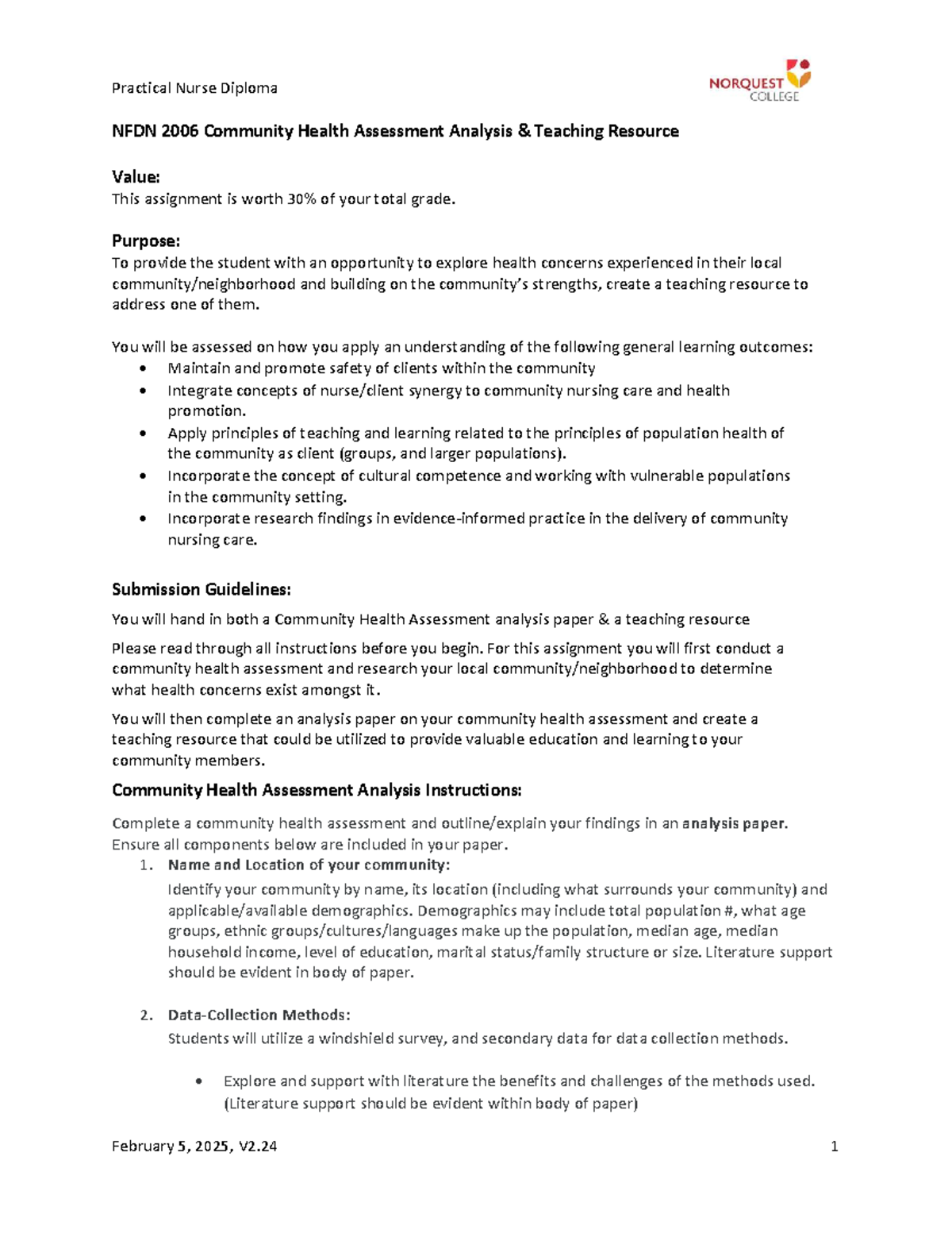 NFDN 2006 Community Health Assessment Analysis & Teaching Resource ...