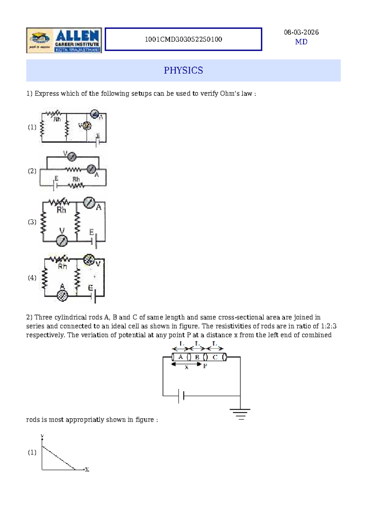 MD PHYSICS 1001CMD303052250100: Key Concepts and Problem Solutions ...