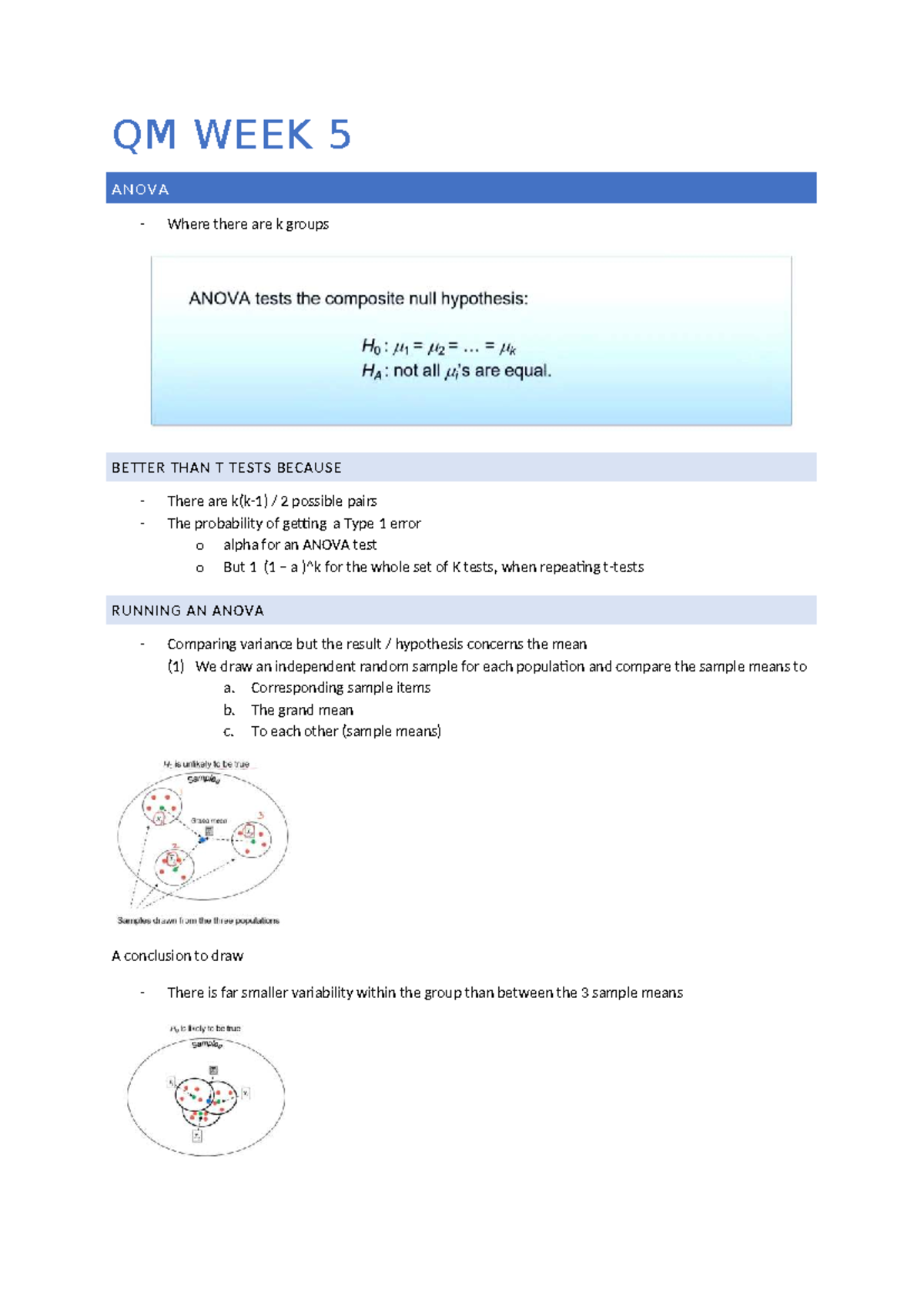 QM WEEK 5: ANOVA Lecture Summaries & Tutorial Notes - Studocu