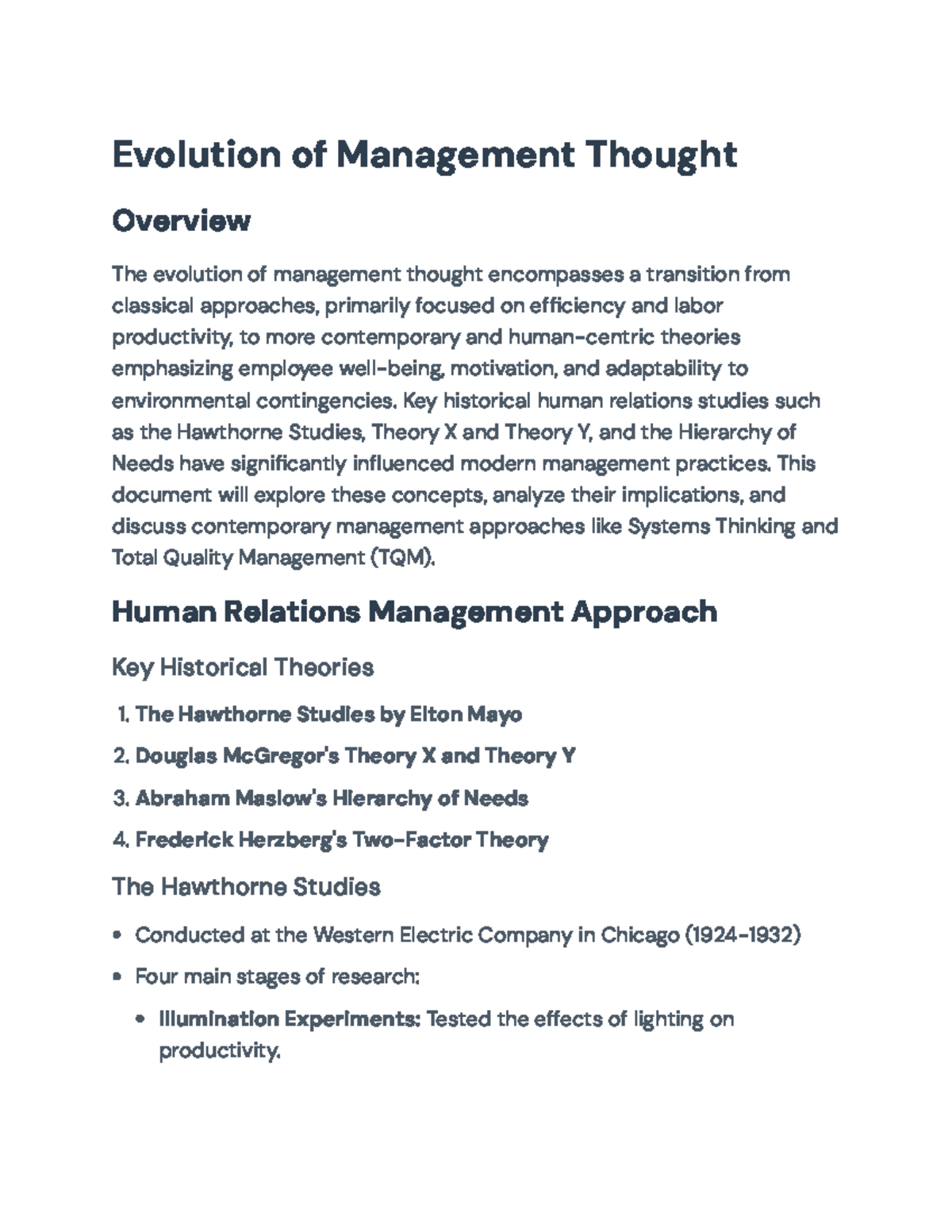 Evolution of Management Thought: Key Theories and Contemporary ...