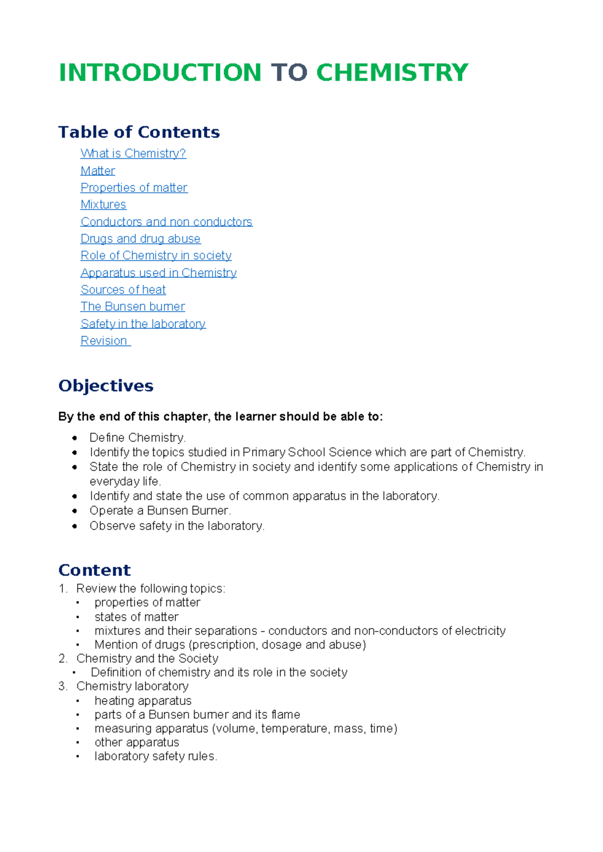 Introduction to Chemistry: Key Concepts and Laboratory Safety (CHEM 101 ...