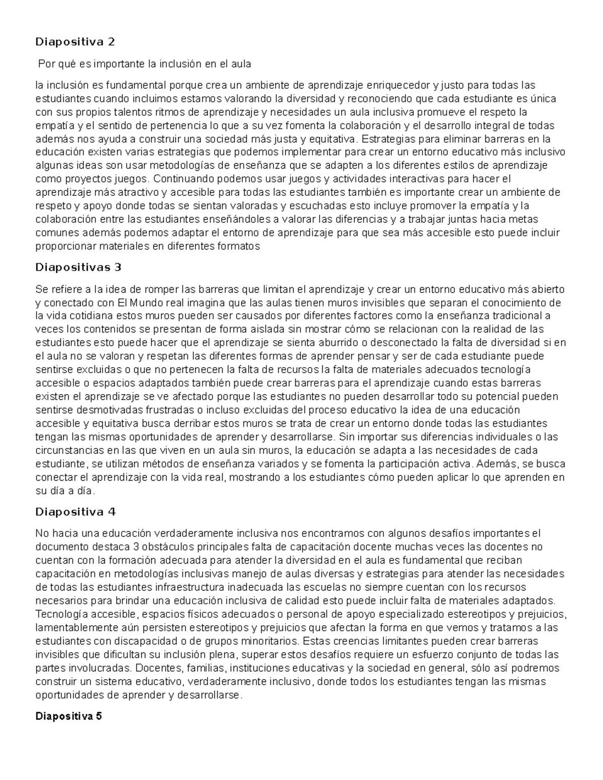 Estrategias para la Inclusión en el Aula: Diapositiva 2 - Studocu