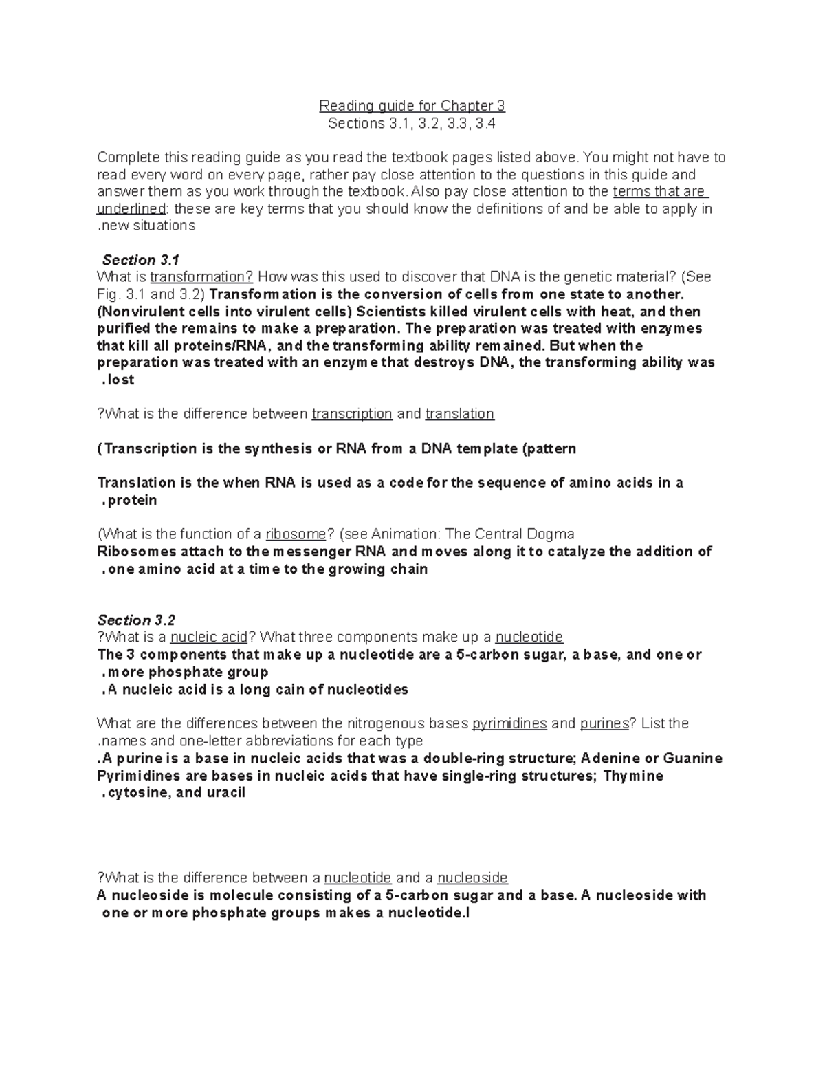 Ch 3 Reading Guide BIO - Reading guide for Chapter 3 Sections 3, 3, 3 ...