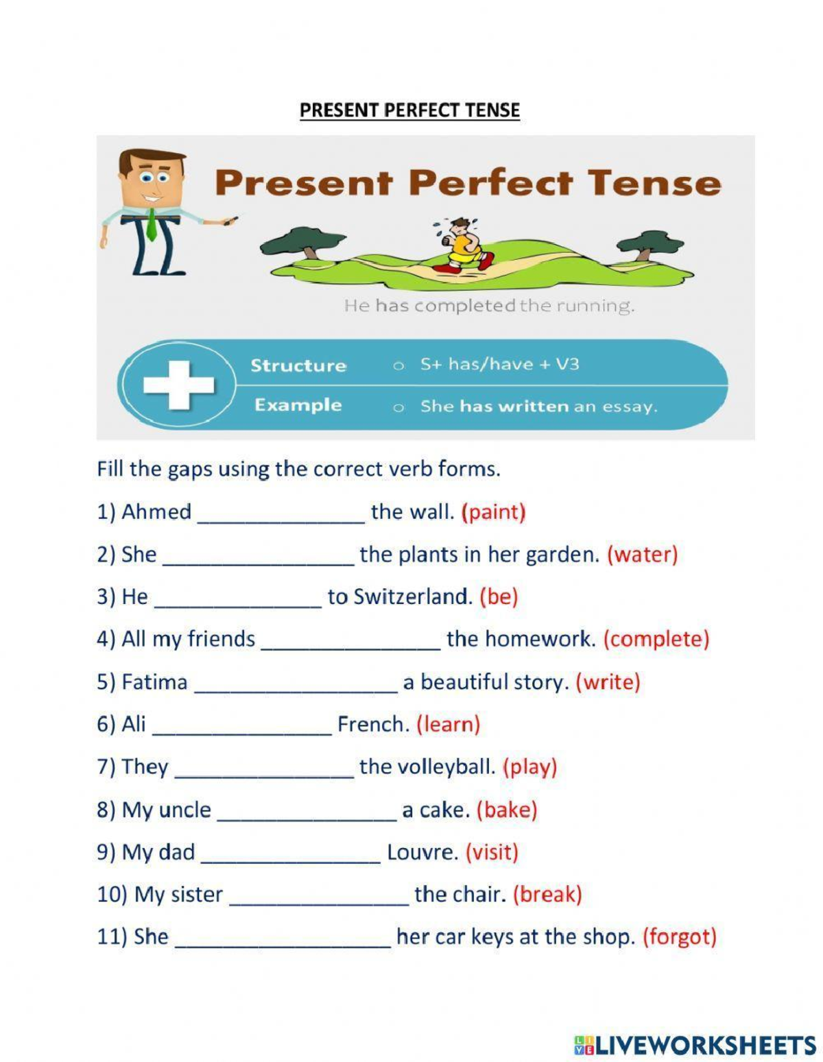 PRESENT PERFECT TENSE Practice Exercises and Examples - Studocu