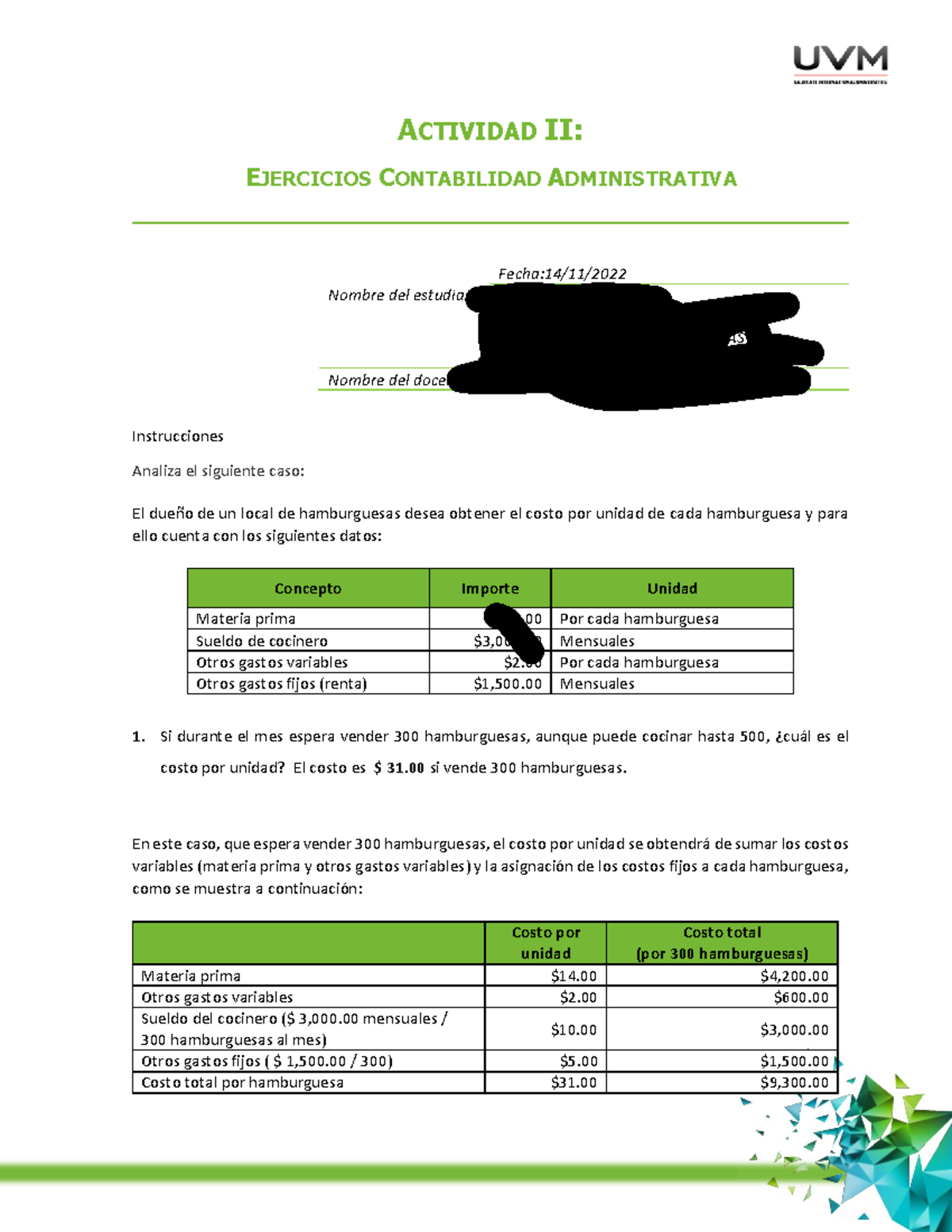 Ejercicios De Contabilidad Administrativa A21 1 Actividad Ii Studocu