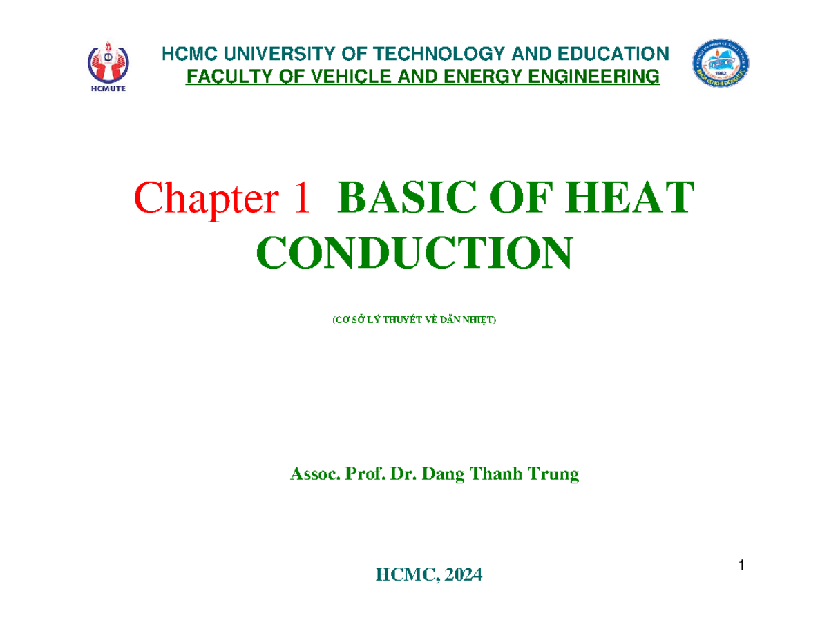 Chapter 1 - Fundamentals of Heat Conduction (CƠ SỞ VỀ DẪN NHIỆT) - Studocu