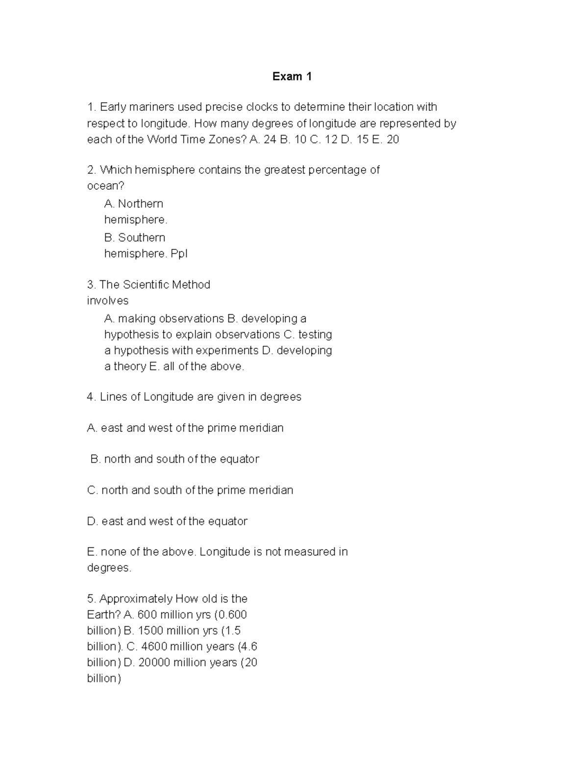 Geo 101: Exam 1 Study Notes on Earth Sciences and Oceanography - Studocu